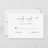 Minimalistisch zwart-withuwelijk RSVP kaartje (Voorkant)