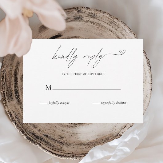 Minimalistisch zwart-withuwelijk RSVP kaartje