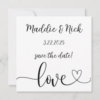 Minimalistisch zwart-withuwelijk save the date