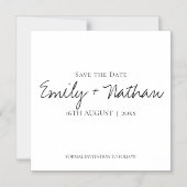 Minimalistisch zwart withuwelijk sparen de Datum M Magnetische Uitnodiging (Voorkant)