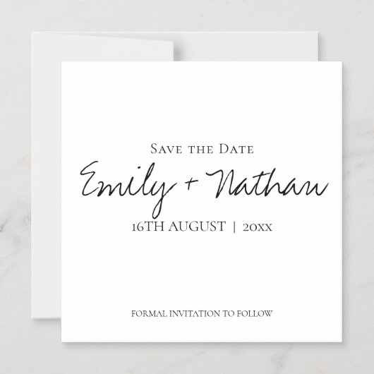 Minimalistisch zwart withuwelijk sparen de Datum M Magnetische Uitnodiging (Voorkant)