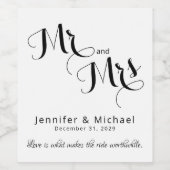 Minimalistisch zwart-withuwelijk wijn etiket (Enkel label)