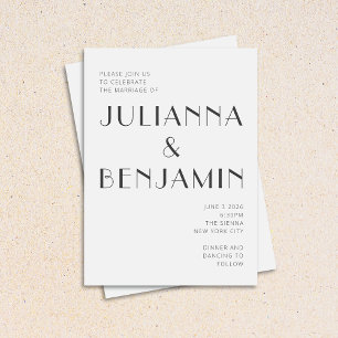 Minimalistisch zwart-witkunsthuwelijk kaart