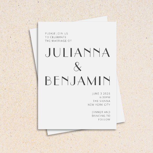 Minimalistisch zwart-witkunsthuwelijk kaart