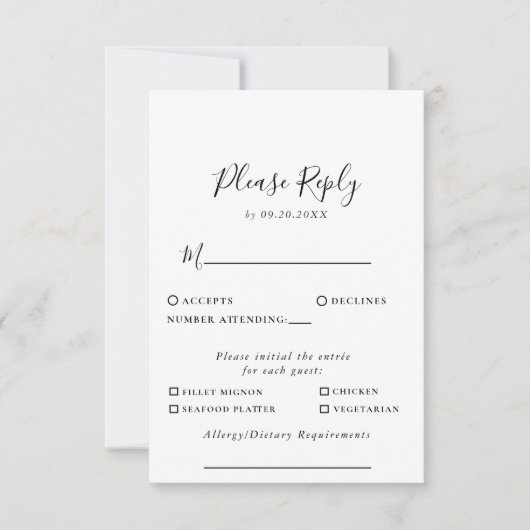 Minimalistisch zwart-witmenu Keuze antwoord (Voorkant)