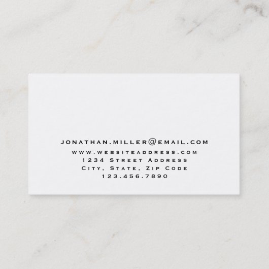 Minimalistisch zwart-witmonogram consultant visitekaartje (Achterkant)