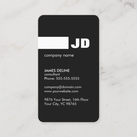 Minimalistisch zwart-witmonogram consultant visitekaartje (Voorkant)