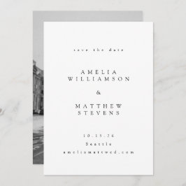 Minimalistisch zwart-witpaar foto-bruiloft save the date