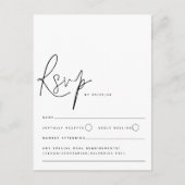 Minimalistisch zwart witscript bruiloft RSVP Briefkaart (Voorkant)