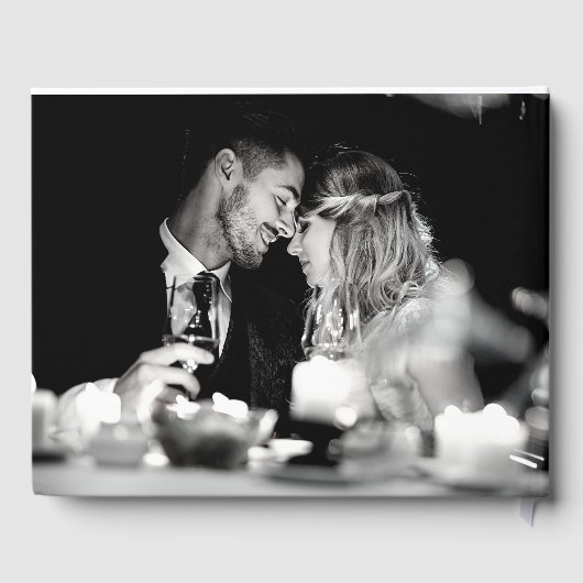 Minimalistisch zwart witscript | Fotobruiloft Gastenboek (Achterkant)