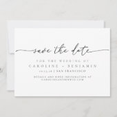Minimalistisch zwart-witscript foto's save the date (Voorkant)