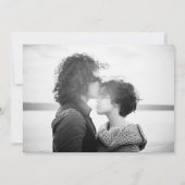 Minimalistisch zwart-witscript foto's save the date (Achterkant)