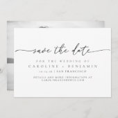 Minimalistisch zwart-witscript foto's save the date (Voorkant / Achterkant)