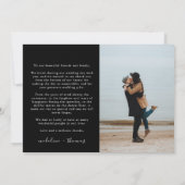 Minimalistisch zwart witscript met 2 fotobruiloft bedankkaart (Achterkant)