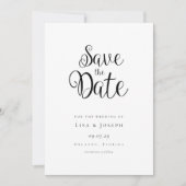 Minimalistisch zwart-witscript save the date (Voorkant)