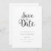 Minimalistisch zwart-witscript save the date (Voorkant / Achterkant)