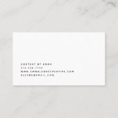 Minimalistisch zwart-witscript visitekaartje (Achterkant)