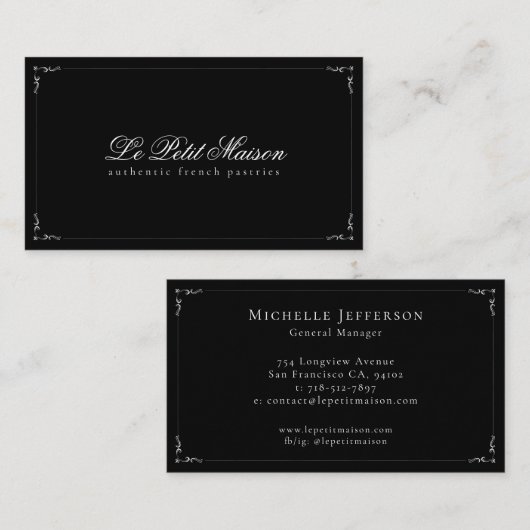 Minimalistisch zwart-witscript voor bakkerij visitekaartje (Voorkant / Achterkant)