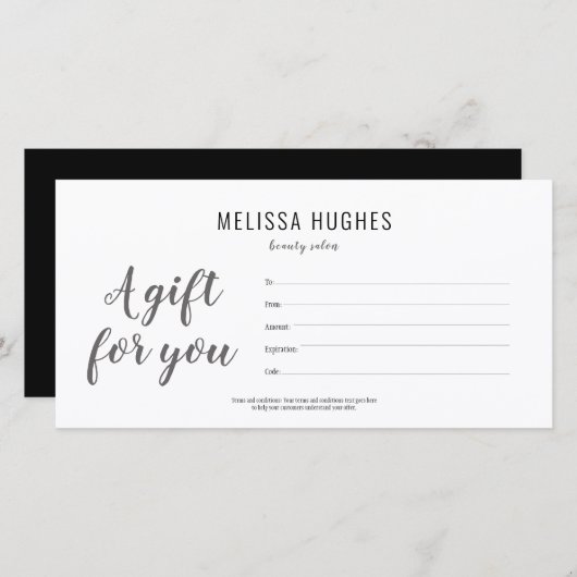 Minimalistisch zwart-witscriptcertificaat (Voorkant / Achterkant)