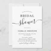 Minimalistisch zwart, witte bridal Shower Invitati Kaart (Voorkant)