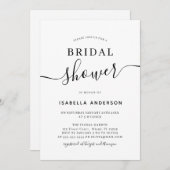 Minimalistisch zwart, witte bridal Shower Invitati Kaart (Voorkant / Achterkant)