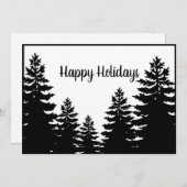 Minimalistisch zwart-witte denboomsilhouet feestdagenkaart (Voorkant / Achterkant)