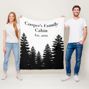 Minimalistisch zwart-witte denboomsilhouet fleece deken