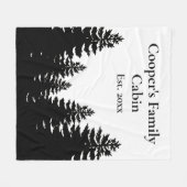 Minimalistisch zwart-witte denboomsilhouet fleece deken (Voorkant (Horizontaal))