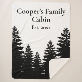 Minimalistisch zwart-witte denboomsilhouet sherpa deken