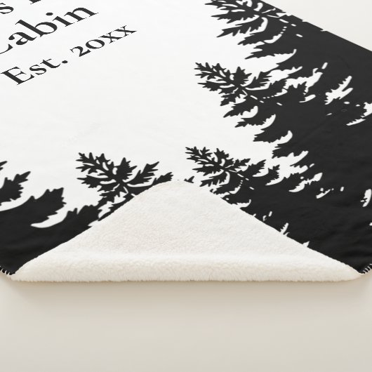 Minimalistisch zwart-witte denboomsilhouet sherpa deken (3/4)