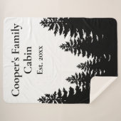 Minimalistisch zwart-witte denboomsilhouet sherpa deken (Voorkant (horizontaal))