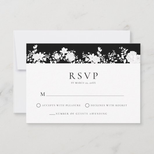 Minimalistisch zwart | Witte RSVP Behuizing Kaart (Voorkant)