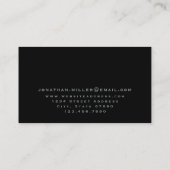 Minimalistisch zwart zilver monogram visitekaartje (Achterkant)