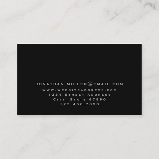 Minimalistisch zwart zilver monogram visitekaartje (Achterkant)