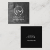 Minimalistisch zwart zilveren vierkant visitekaart vierkante visitekaartje (Voorkant / Achterkant)