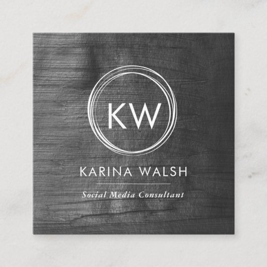 Minimalistisch zwart zilveren vierkant visitekaart vierkante visitekaartje (Voorkant)