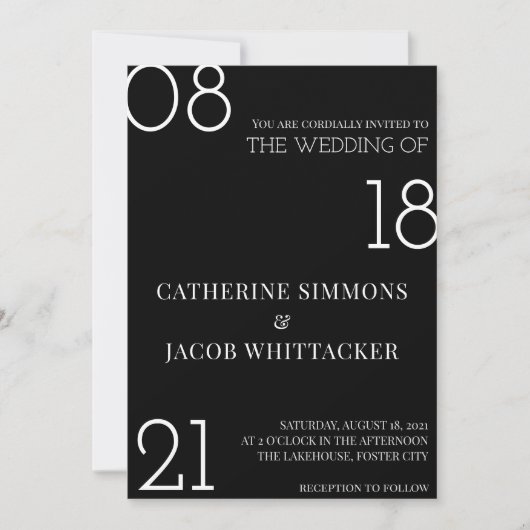 Minimalistisch zwart, zilverwitter kaart (Voorkant)