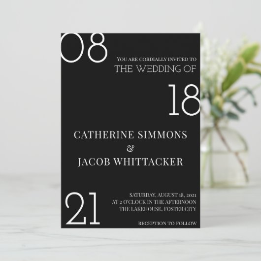 Minimalistisch zwart, zilverwitter kaart (Staand voorkant)