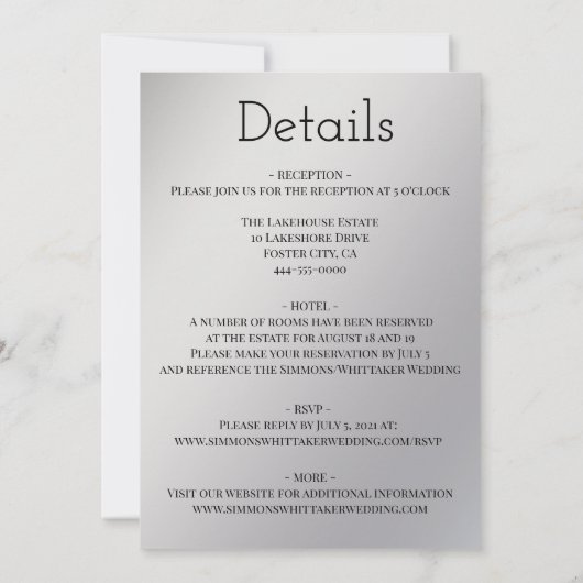 Minimalistisch zwart, zilverwitter kaart (Achterkant)