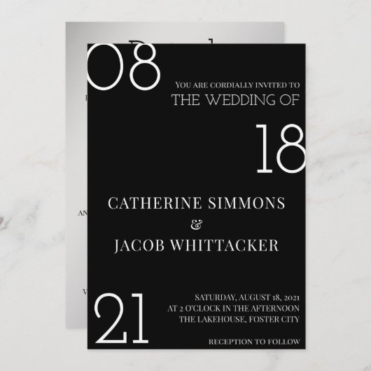 Minimalistisch zwart, zilverwitter kaart (Voorkant / Achterkant)