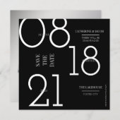 Minimalistisch zwart, zilverwitter save the date (Voorkant / Achterkant)