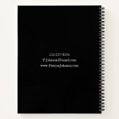Minimalistisch zwart, zwart, zwart Monogram wit No Notitieboek (Achterkant)