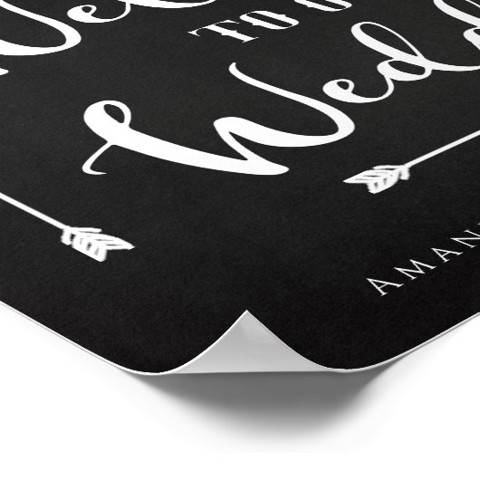 Minimalistisch zwarte bord Welkom bij ons huwelijk Poster (Hoek)