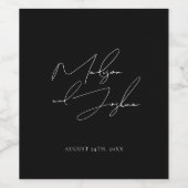 Minimalistisch zwarte chic-weddenschap wijn etiket (Enkel label)