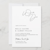 Minimalistisch zwarte Classy Calligraphy White Wed Kaart (Voorkant)