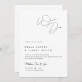 Minimalistisch zwarte Classy Calligraphy White Wed Kaart (Voorkant / Achterkant)