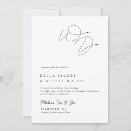 Minimalistisch zwarte Classy Calligraphy White Wed Kaart