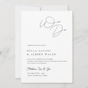 Minimalistisch zwarte Classy Calligraphy White Wed Kaart