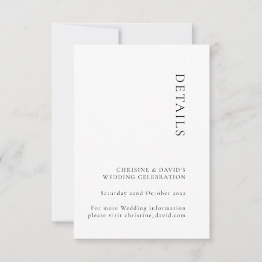 Minimalistisch zwarte en witte bruiloft — Details  Kaart (Voorkant)