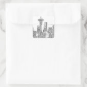 Minimalistisch zwarte en witte Seattle Skyline Vierkante Sticker (Tas)